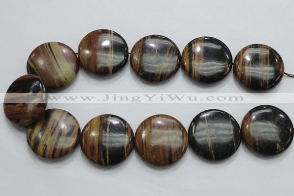 COP216 15.5 inches 35mm flat round natural brown opal gemstone beads