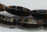 COP241 15.5 inches 10*30mm faceted rice natural brown opal gemstone beads