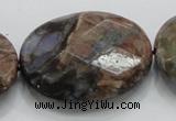 COP262 15.5 inches 30*40mm faceted oval natural grey opal beads
