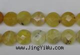 COP345 15.5 inches 10mm faceted coin yellow opal gemstone beads