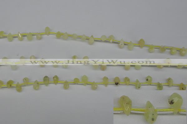 COP347 Top-drilled 6*9mm faceted teardrop yellow opal gemstone beads