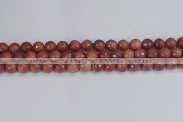 COP444 15.5 inches 10mm faceted round African blood jasper beads
