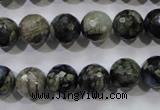 COP463 15.5 inches 10mm faceted round natural grey opal gemstone beads