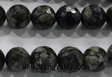 COP464 15.5 inches 12mm faceted round natural grey opal gemstone beads