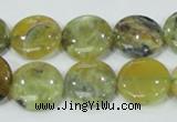 COP558 15.5 inches 18mm flat round natural yellow & green opal beads