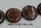 COP606 15.5 inches 20mm flat round green opal gemstone beads