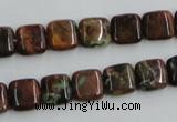 COP612 15.5 inches 10*10mm square green opal gemstone beads