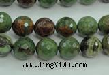 COP662 15.5 inches 8mm faceted round green opal gemstone beads