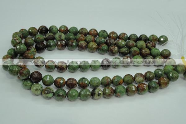 COP663 15.5 inches 10mm faceted round green opal gemstone beads