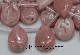 COP74 15.5 inches 13*18mm flat teardrop natural pink opal beads