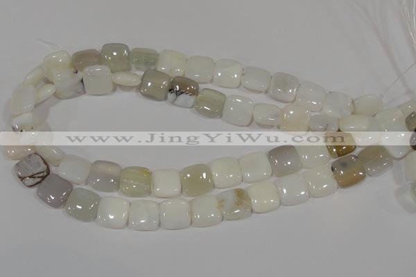 COP910 15.5 inches 14*14mm square natural white opal gemstone beads