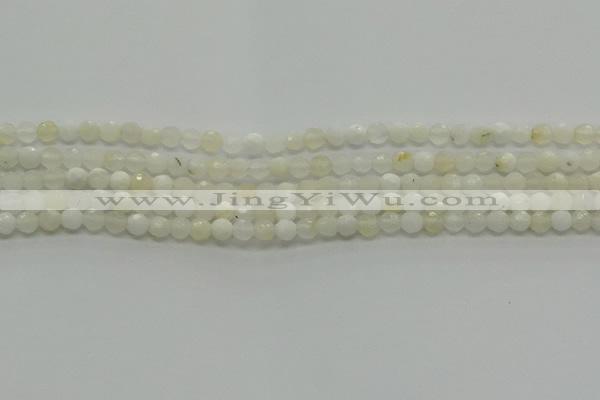 COP930 15.5 inches 4mm faceted round white opal gemstone beads