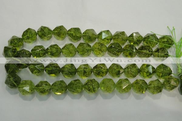 COQ120 15.5 inches 16mm faceted nuggets dyed olive quartz beads