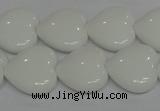 CPB105 15.5 inches 18*18mm heart white porcelain beads wholesale