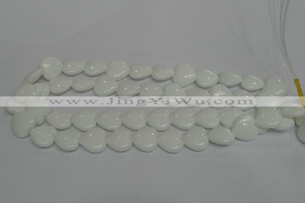 CPB105 15.5 inches 18*18mm heart white porcelain beads wholesale
