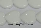 CPB106 15.5 inches 20*20mm heart white porcelain beads wholesale