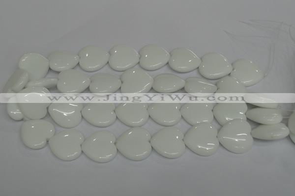 CPB107 15.5 inches 25*25mm heart white porcelain beads wholesale