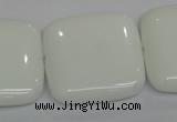 CPB117 15.5 inches 30*30mm square white porcelain beads wholesale