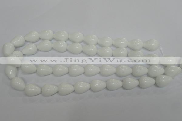 CPB24 15.5 inches 13*18mm teardrop white porcelain beads wholesale