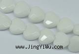 CPB310 15 inches 12*12mm faceted heart white porcelain beads