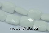 CPB328 15 inches 10*14mm faceted rectangle white porcelain beads
