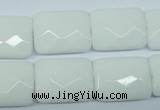 CPB331 15 inches 15*20mm faceted rectangle white porcelain beads