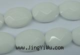 CPB338 15 inches 13*18mm faceted oval white porcelain beads