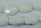 CPB339 15 inches 15*20mm faceted oval white porcelain beads