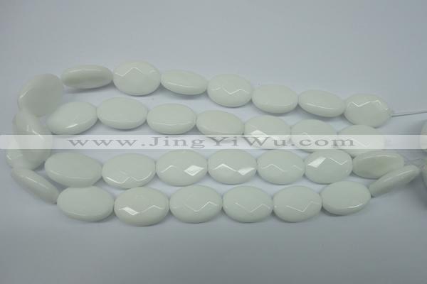 CPB340 15 inches 18*25mm faceted oval white porcelain beads