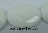 CPB342 15 inches 30*40mm faceted oval white porcelain beads