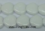 CPB350 15 inches 12*12mm heart white porcelain beads wholesale