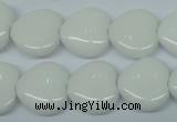 CPB351 15 inches 14*14mm heart white porcelain beads wholesale