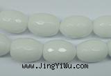 CPB355 15 inches 8*12mm faceted drum white porcelain beads wholesale