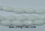 CPB357 15 inches 6*12mm faceted rice white porcelain beads wholesale