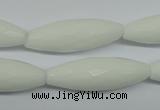 CPB359 15 inches 10*30mm faceted rice white porcelain beads wholesale