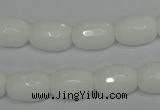 CPB41 15.5 inches 10*14mm faceted drum white porcelain beads