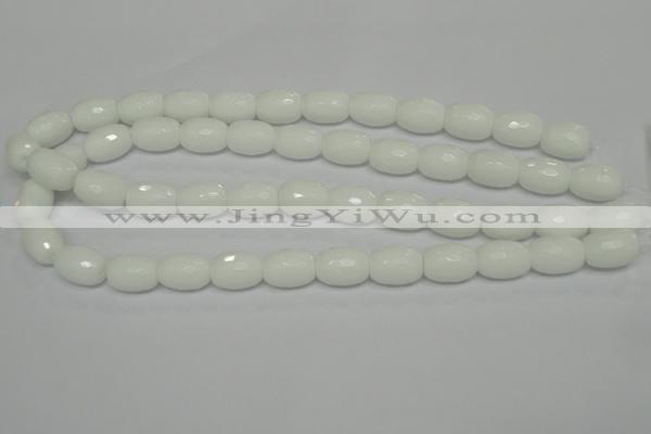 CPB42 15.5 inches 12*16mm faceted drum white porcelain beads