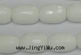 CPB43 15.5 inches 13*18mm faceted drum white porcelain beads