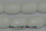 CPB44 15.5 inches 15*20mm faceted drum white porcelain beads