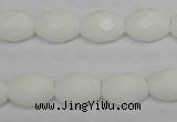 CPB46 15.5 inches 10*14mm faceted rice white porcelain beads