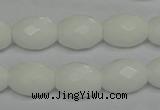 CPB47 15.5 inches 12*16mm faceted rice white porcelain beads