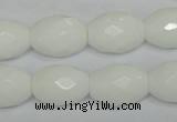CPB48 15.5 inches 13*18mm faceted rice white porcelain beads