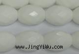CPB49 15.5 inches 15*20mm faceted rice white porcelain beads