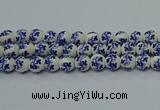 CPB515 15.5 inches 14mm round Painted porcelain beads