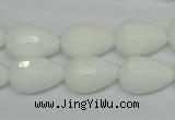 CPB52 15.5 inches 12*16mm faceted teardrop white porcelain beads