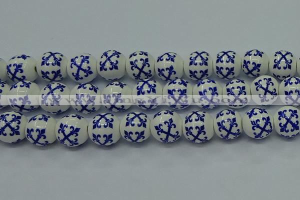 CPB522 15.5 inches 8mm round Painted porcelain beads
