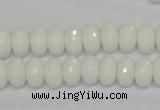 CPB59 15.5 inches 6*10mm faceted rondelle white porcelain beads