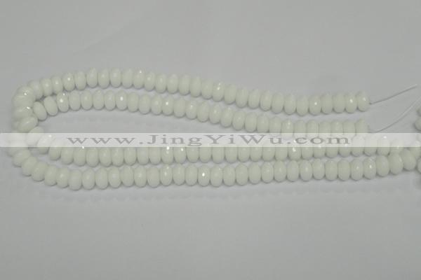 CPB59 15.5 inches 6*10mm faceted rondelle white porcelain beads