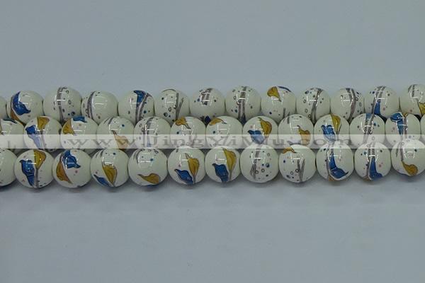 CPB592 15.5 inches 8mm round Painted porcelain beads