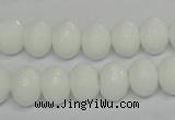 CPB60 15.5 inches 8*12mm faceted rondelle white porcelain beads